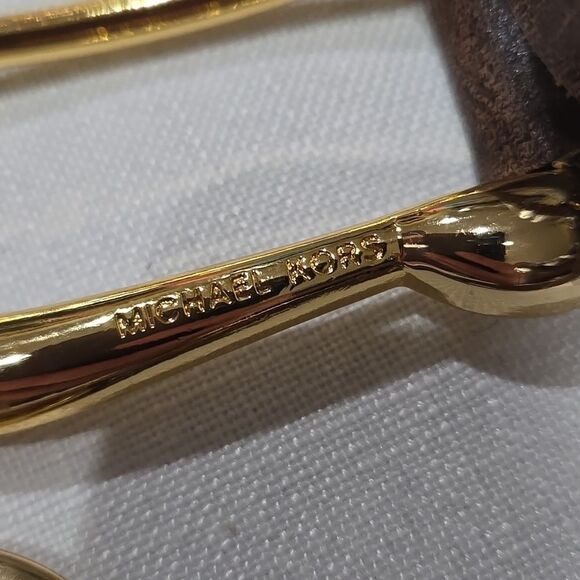 Michael Kors Brown Leather Braided Belt Size Large Horseshoe Equestrian Western - Picture 3 of 11